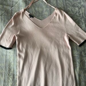 Talbots Light Pink Knit Top Size SP with black trim